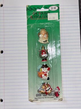 Vintage 90’s Holiday Button Cover Set - Green, White, Red